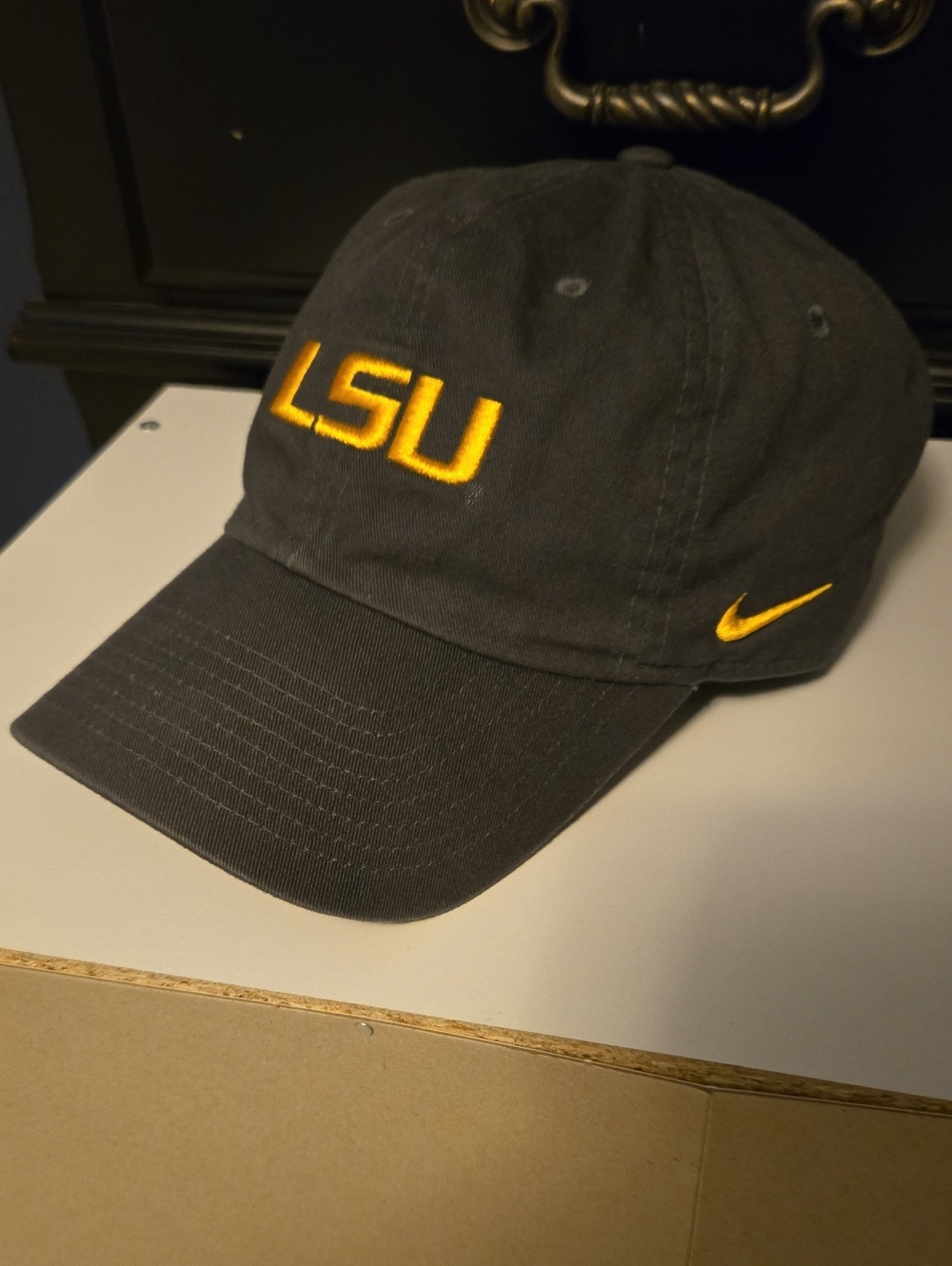 Nike Charcoal Grey Cap with Gold LSU Embroidery